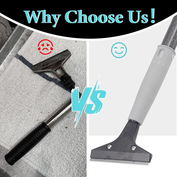4" Razor Blade Floor Scraper with Long Handle,31in Adjustable Floor Scraper Heavy Duty with 10PCS Extra Metal Blades Paint Scraper for Cleaning Stickers Gum Glass Wall Tile (Black 31in)