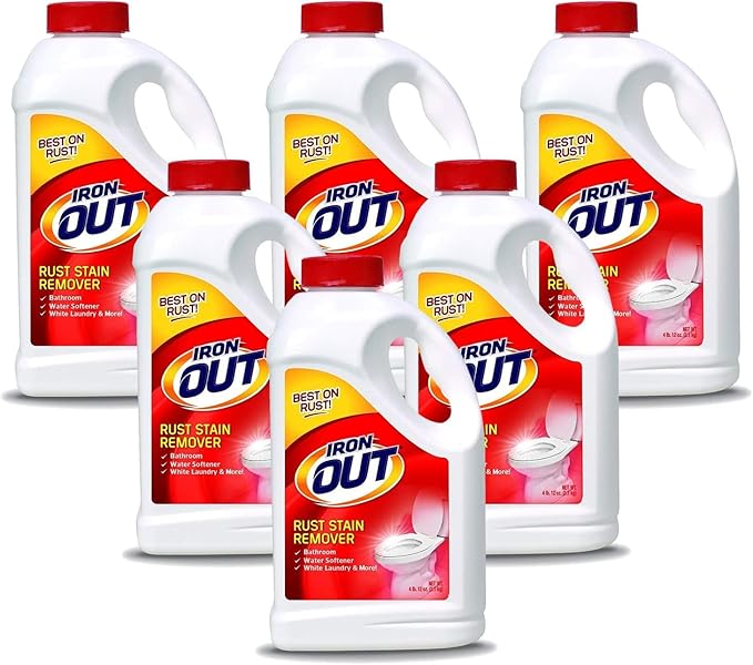 Iron OUT Powder Rust Stain Remover, Remove and Prevent Rust Stains in Bathrooms, Kitchens, Appliances, Laundry, and Outdoors, 4 Pound 12 Ounce, Pack of 6