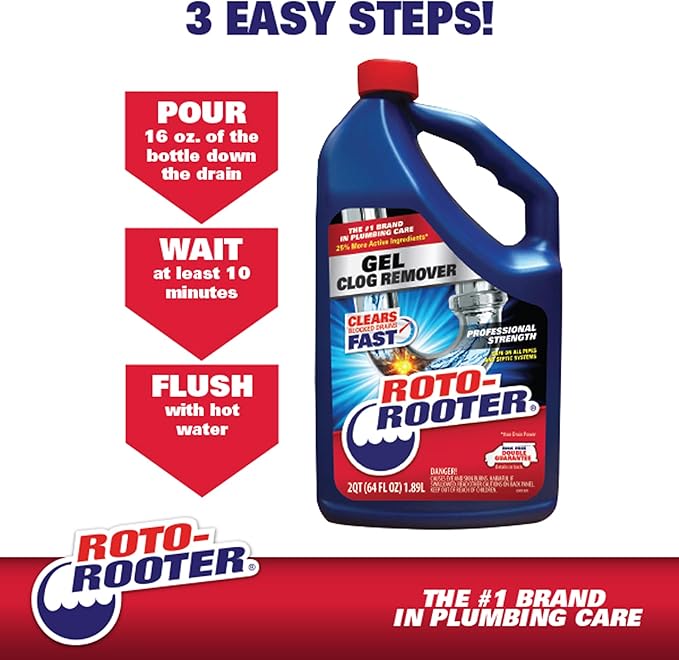 Roto-Rooter 351408 Gel Clog Remover Drain Cleaner, 80 oz
