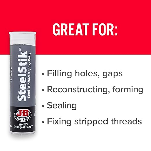 J-B Weld SteelStik, 1 Hour Cure, Steel Reinforced Epoxy Putty Stick - 2 Pack, Dark Grey (8267-2)