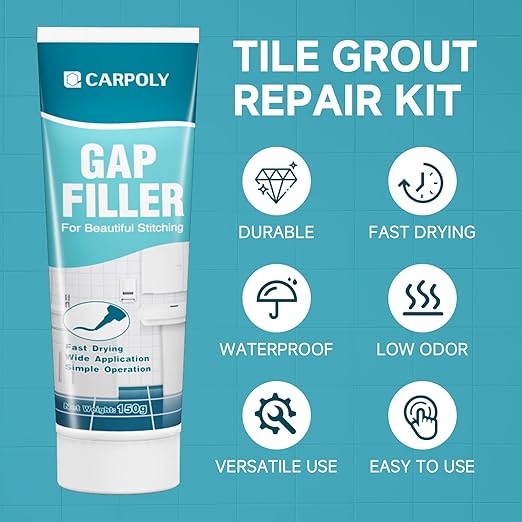 Tile Grout Repair Kit, 2 Pack Black Grout Filler for Bathroom, Kitchen, Rstore & Renew Tile Joints Line, Triple Protection, Fast Drying Shower Grout with Tools(Black, 10.58oz/300g)