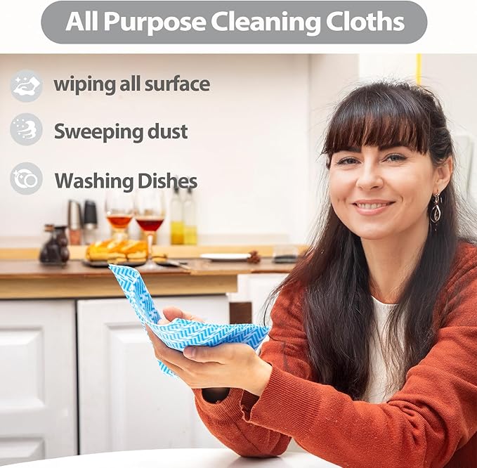 Disposable Dish Cloths,Multi use Reusable Cleaning Cloth,Machine Washable J Cloth,Heavy Duty Handy Cleaning Wipes 11.8" X 19.6" (50 Count)