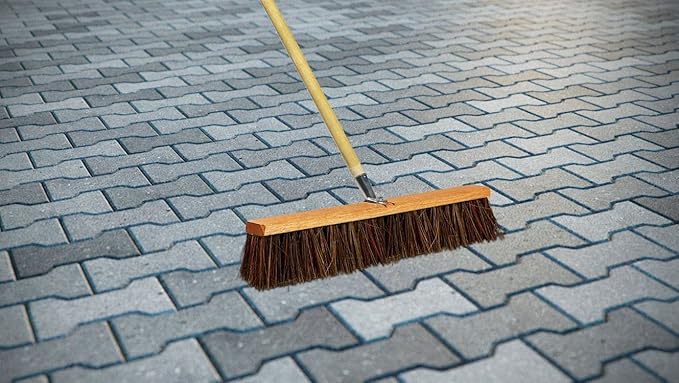 Indoor & Outdoor Broom Head – Heavy Duty Hardwood Block – Palmyra Bristles – Deck Scrub Brush – Two Threaded Handle Holes for Better Assist (14")