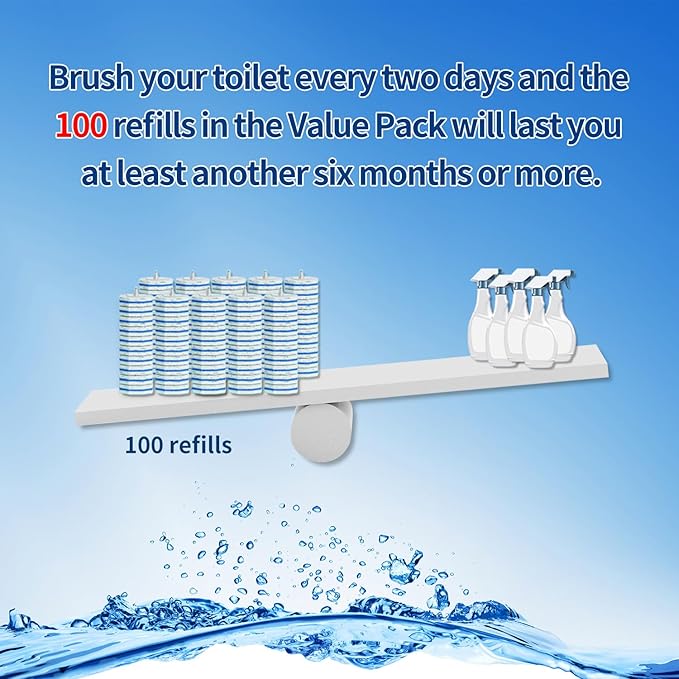100pc Bulk Toilet Wand Refills - Disposable Toilet Brush Replacement Heads, Pack for Household Cleaning Bathroom cleaners Compatible Heads,washroom mats Brush Cleaning System,Clean Refill Pads.
