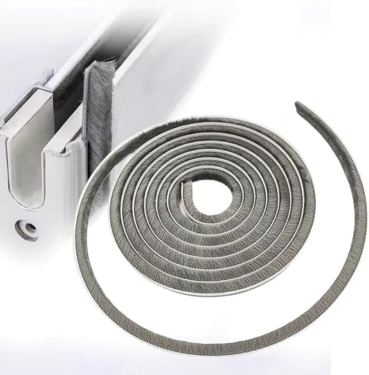 16 Ft (5m) 196 Inch Sliding sash Windows Doors Tape Pile Draught excluder Brush Seal Strip weatherstrip 7mm x 12mm (7/24 1/2 Inch, Gray)