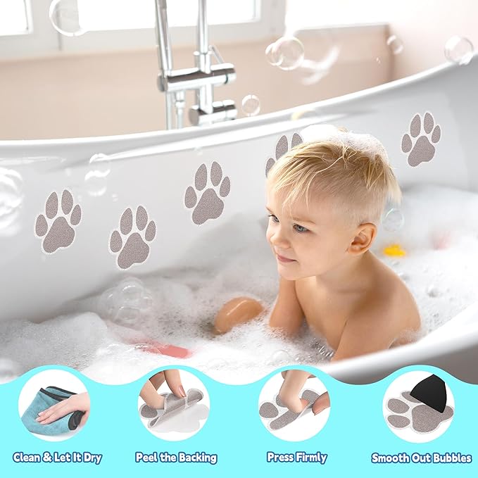 20 PCS Original Non-Slip Bathtub Stickers, Large Safety Bathroom Tubs Showers Treads Adhesive Decals with Scraper