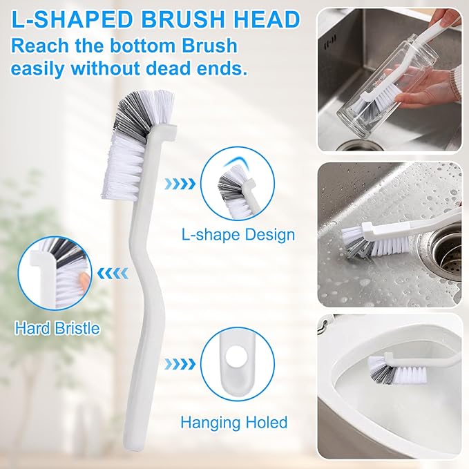 15 Pcs Crevice Cleaning Brush Set - Hard Bristle Cleaning Brush Supplies, V Shape Grout Cleaner Brush for Deep Cleaning Gap, Kitchen, Bathroom, Sink, Bottle, Blender, Corners & More