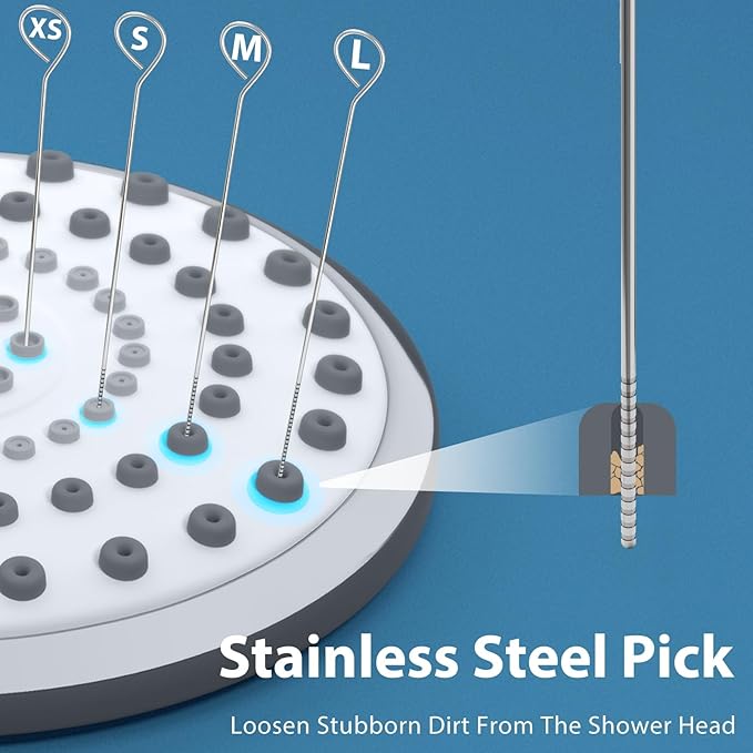 Multisize Shower Head Cleaner Tool, Shower Head Cleaning Brush Picks for Unclogging Small Hole, Functional Showerhead Clogger Removal with Storage Box for Tiny Nozzle Pore Gaps Printer Tubes