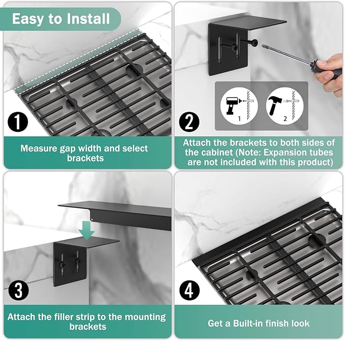 30" Stove Gap Filler, Kitchen Stove Gap Covers, Slide-in Range Rear Filler Kit for Most Brand Kitchen Stoves, Easy Install, Easy to Wipe (Black)