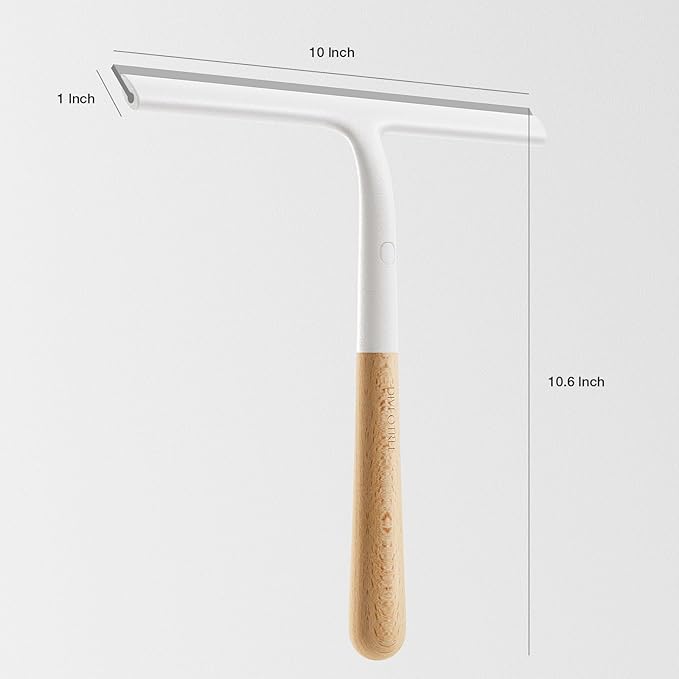 Silicone Shower Squeegee for Glass & Doors, Diveotree Multi-Purpose Squeegee for Bathroom Shower/Windows/Glass/Door, Heavy Duty Scrubber for Car Windshield Cleaning (White, 2pack)