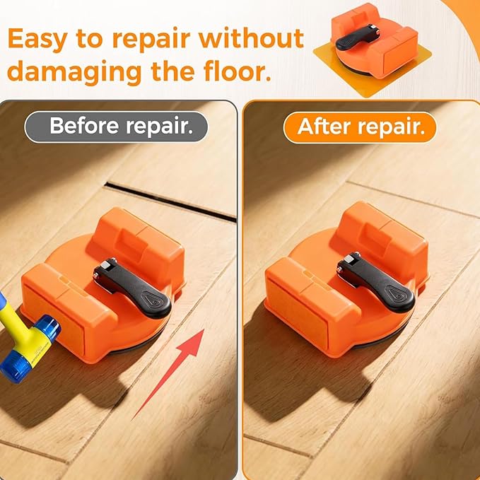 Floor Gap Fixer Tool, Large 4.6IN Laminate Flooring Tools, Enhanced Suction Cup & 6 PCS Sticky Pads for Laminate, Wood, Tile, Vinyl Floor Gap Repair Tool - Durable, Compact, & Efficient Flooring Tools