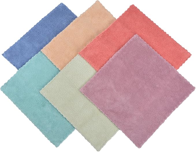 Microfiber rag Bulk Multi-Functional for House Furniture Reusable Rags Kitchen Wipes Dish Cloths Absorbent and Fast Drying 6 Colors