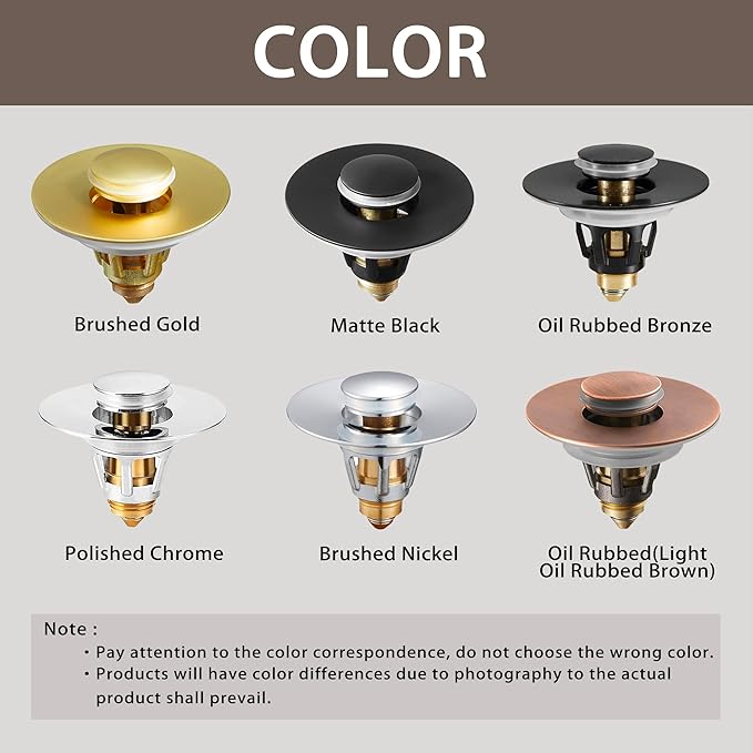 Fransiton Bathroom Sink Stopper, 1.1-1.77 Inch Basin Pop Up Sink Drain Stopper, Anti Clogging Drain Plug with Detachable Hair Catcher, Brushed Nickel