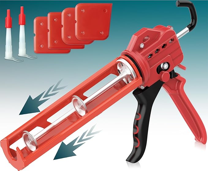 2026 One-Touch Drip-Free Caulk Gun | Effortless & Professional Design with Heavy-Duty Metal Body, 18:1 Thrust Ratio | For 9, 10, 11 oz Silicone Tubes