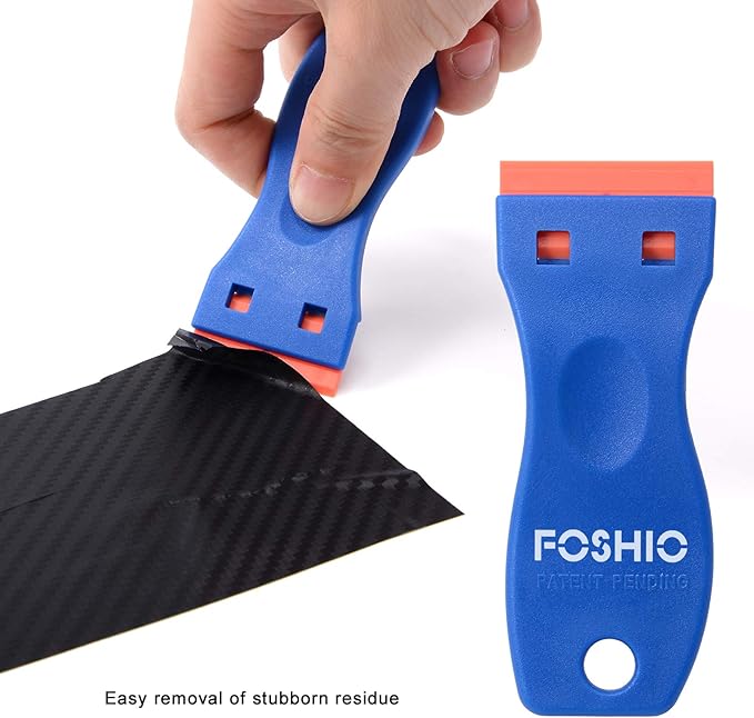 FOSHIO Plastic Razor Blade Scraper Include 2PCS Scraper Tool and 100PCS Blades for Gasket Remover, Labels Decal and Adhesive Remover for Windows and Glass
