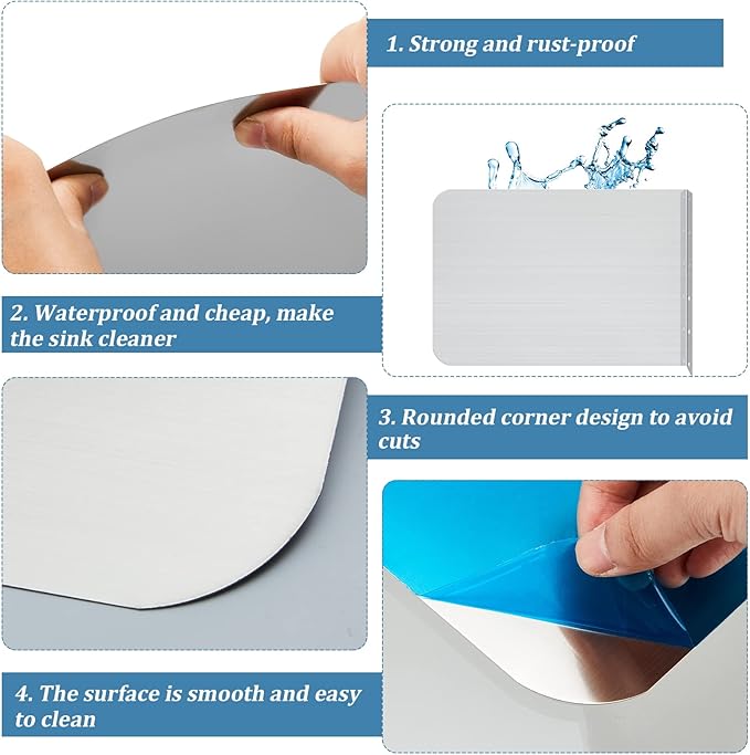 Therwen 2 Pcs Stainless Steel Side Splash Guard for Sink 20 x 12 Inch Wall Mount Guard with Screws Commercial Restaurant Hand Sink and Compartment Prep Sink Kitchen Sink Splash Protector Supply