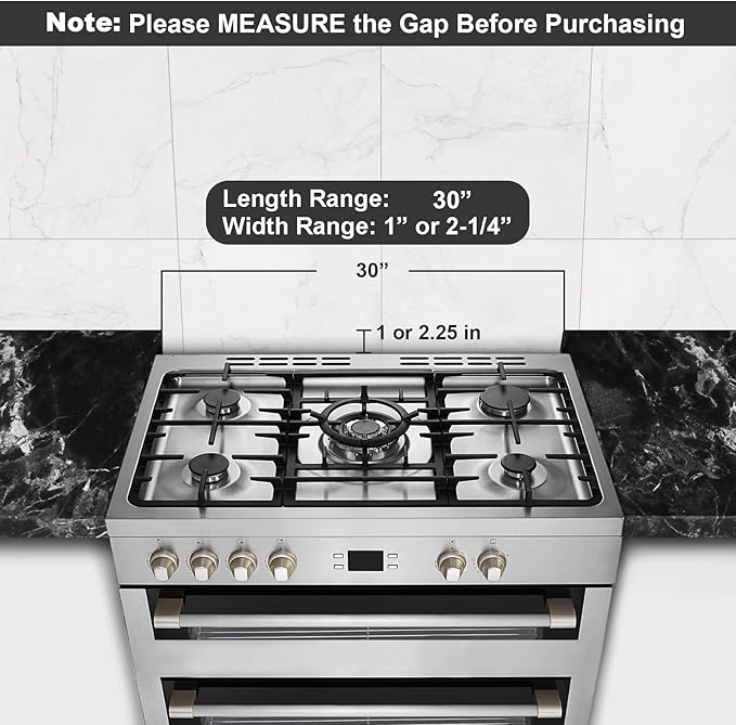 30" Stove Gap Filler, Slide-in Range Rear Filler Kit-Stainless Steel Backsplash for Stove, Easy Install Backsplash Behind Stove Between Stove Range and Wall for Most Brand Kitchen Stoves(Black)