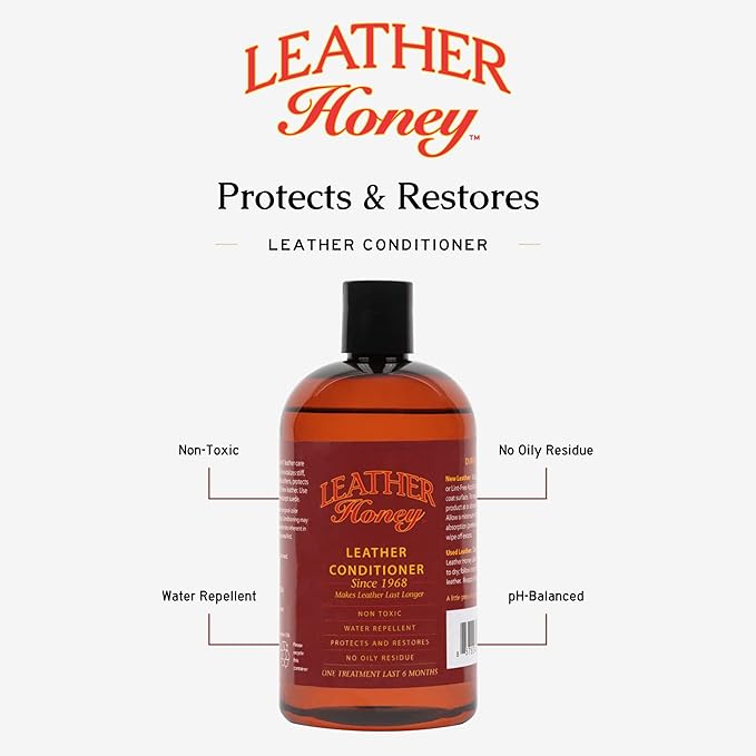 Leather Honey Best Leather Conditioner Since 1968. For Use on Leather Apparel, Furniture, Auto Interiors, Shoes, Bags and Accessories. Non-Toxic and Made in the USA!
