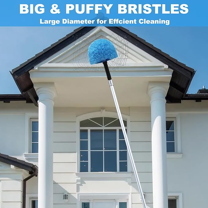2 Pack Blue Twist-On Cobweb Duster Head Brush - Efficient Indoor & Outdoor Spider Web Cleaning Solution - Fits Standard Acme Threaded Poles - Durable & Versatile Spider Web Corner Cleaner Head Only