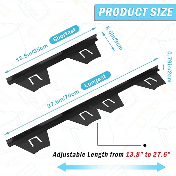 Esmorah Stainless Steel Stove Gap Covers, Oven Gap Filler Perfect for Kitchen Stove and Counter Side Guard, Heat Resistant with Easy Clean, Retractable Length 13.8" to 27.5" Black (2 Pack)