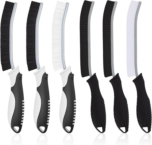 Cleaning Brush-Hard Crevice Cleaning Brushes, Multifunctional Window Groove Brushes, Grout Brush, Cleaning Tool for Bathroom, Kitchen, Toilet, Tile, Sink, Home (6, Black)