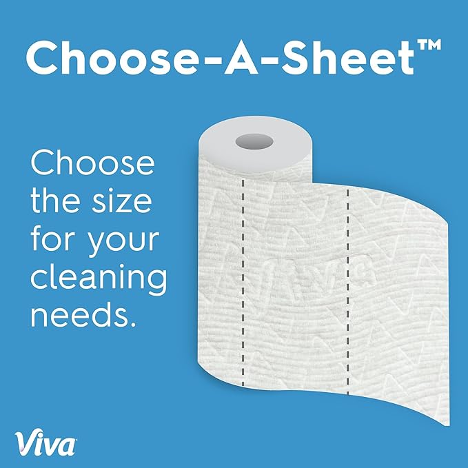 Viva Multi-Surface Cloth Paper Towels, Choose-A-Sheet Size, 3 Double Rolls, 110 Sheets per Roll (Packaging May Vary)