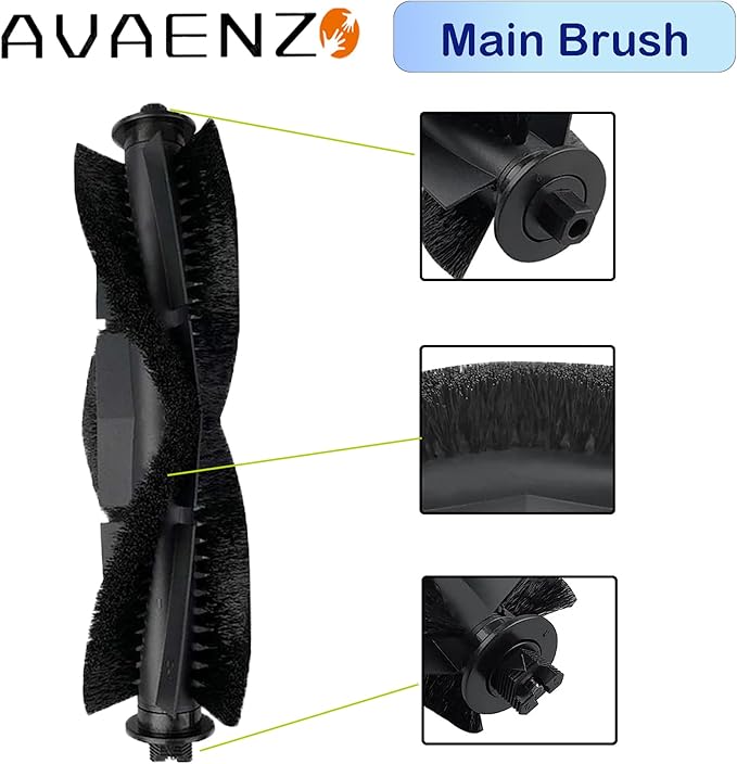 Replacement Parts for Tikom G8000,for Tikom G8000 Pro, for HONITURE G20 Robot Vacuum Cleaner Spare Parts Accessories, 2 Main Roller Brush, 10 Side Brushes, 6 Hepa Filters, 4 Mop Pads