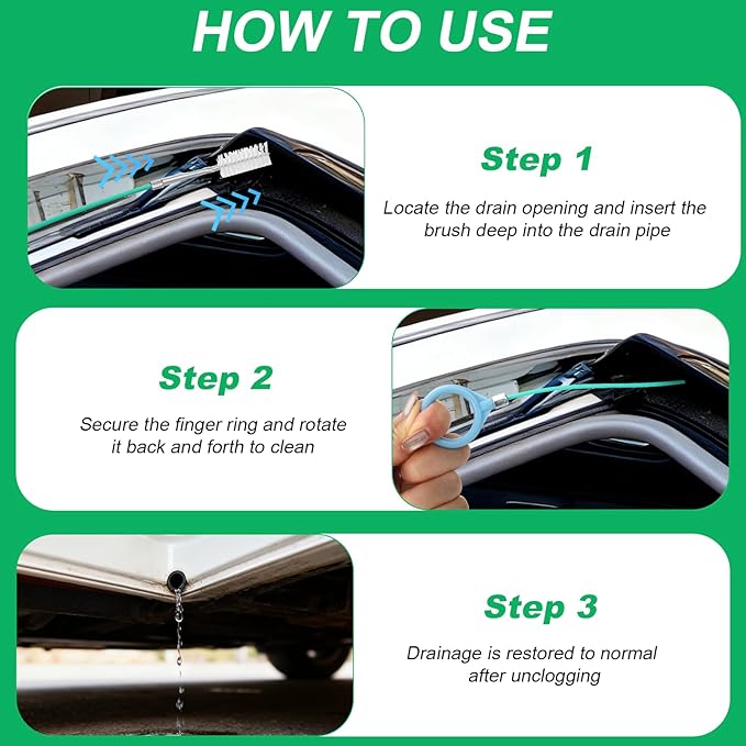 XANGNIER Auto Sunroof Drain Cleaning Tool, 118in Extra Long Flexible Car Sun Roof Drain Cleaner Unclogger for Windshield Wiper & Trunk Drain Holes