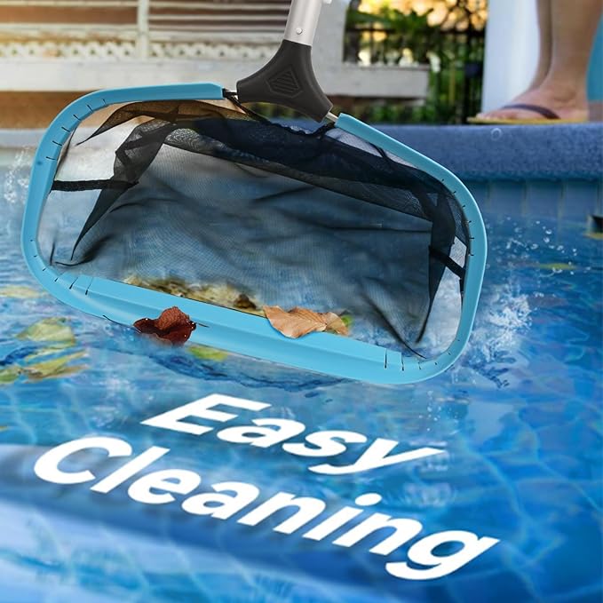 TidyMister Pool Skimmer Net with Front Double Layer Net, Ultra Fine Mesh Diamond Netting Pool Leaf Rake for Above Ground Pools & In-ground Pools, Fit with 1-1/4'' Standard Pole