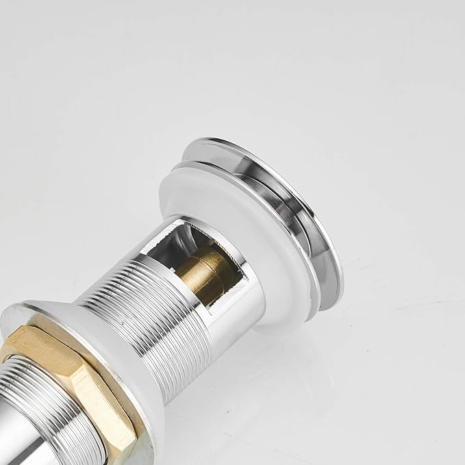 BWE Chrome Pop Up Sink Drain with Overflow Fits Standard Sink Hole 1-1/2" to 1-3/4" Bathroom Faucet Vessel Vanity Drain Stopper