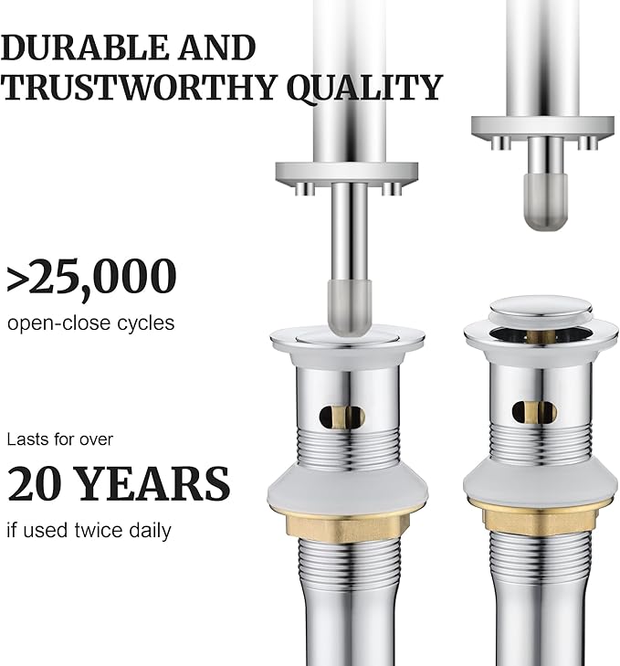 Pop up Sink Drain Stopper for Bathroom Vessel Vanity Sink Art Basin Chrome, Small Cap with Overflow, Metal Pop-up Drain Strainer with Detachable Basket Stopper