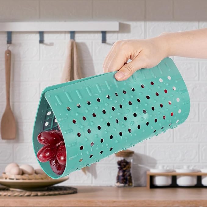 WILLKOMMEN Kitchen Sink Mat, 12" x 10" Rectangular Sink Protector Pad, Fast-Draining Grid Design Liner, Dish Drying Mat 2 Pack Mint Green