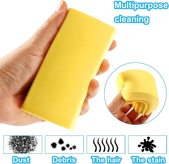 4-Pack Damp Cleaning Sponge Brush Set - Suitable for Kitchen and Car Window Cleaning,Mirrors, Window Track Grooves, Multi-Functional Cleaning Products That are Efficient Cleaning Tools(Yellow)