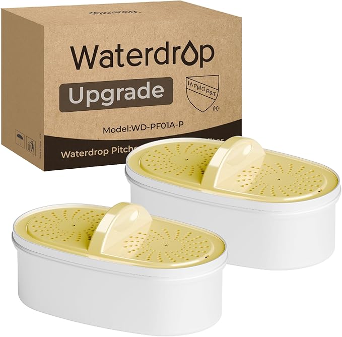 [Original] Waterdrop PF01A-P Upgrade NSF 53 & 42 & 372 Certified Replacement Filters, for Waterdrop Pitcher and Dispenser, Reduces Lead, PFAS, PFOA/PFOS, Chlorine, Cadmium, Copper, Mercury, 2 Pack