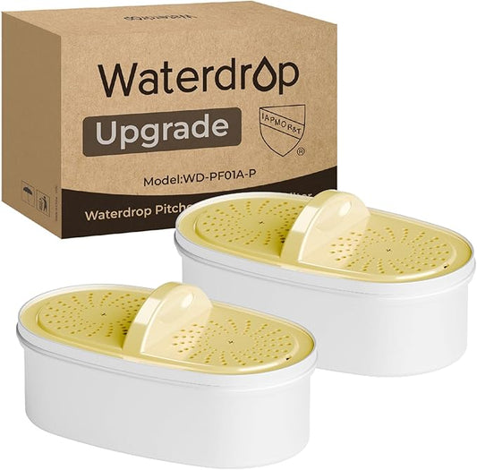 [Original] Waterdrop PF01A-P Upgrade NSF 53 & 42 & 372 Certified Replacement Filters, for Waterdrop Pitcher and Dispenser, Reduces Lead, PFAS, PFOA/PFOS, Chlorine, Cadmium, Copper, Mercury, 2 Pack