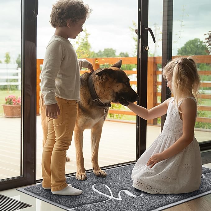 Door Mat (36"x24",Grey) Welcome Mat Low Profile Front Doormat Indoor Outdoor Door Non Slip Rugs for Entryway, Patio, High Traffic Areas