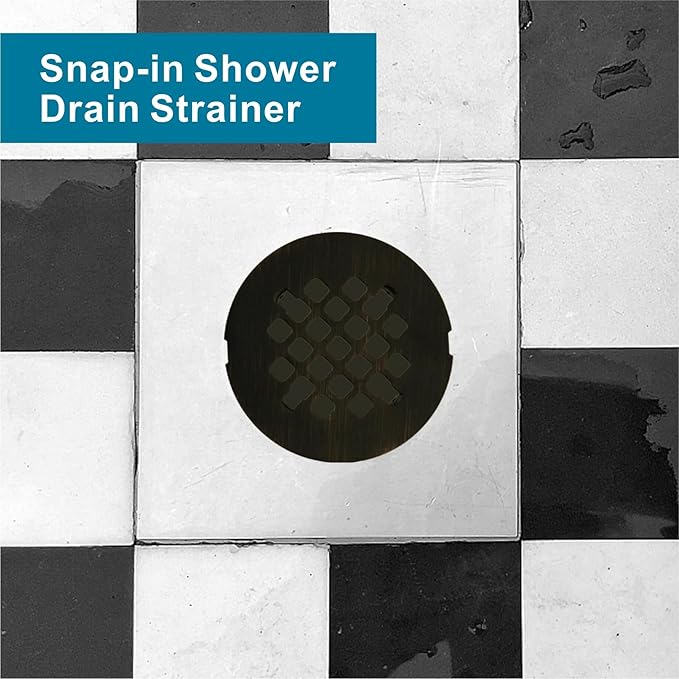 Oil Rubbed Bronze Snap-in Shower Drain Cover Replacement, Welsan Stainless Steel 4-1/4" OD Round Shower Strainer Grid Easy to Install