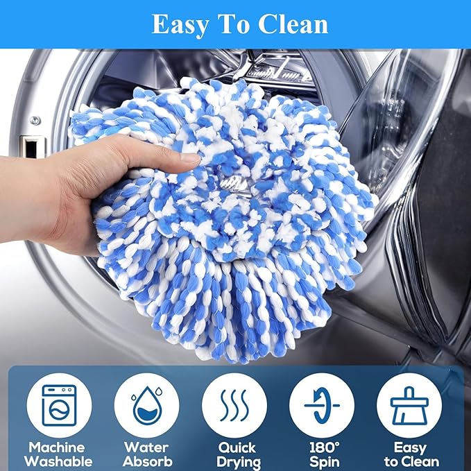 [ 5 Pack ]Mop Heads Replacements, Spin Mop Replacement Head Deep Cleaning Machine Washable and Easy-to-Replace,Spin Mop Refill Replacement Head 100% Microfiber,Mop Head Compatible with O Ceda EasyWrin