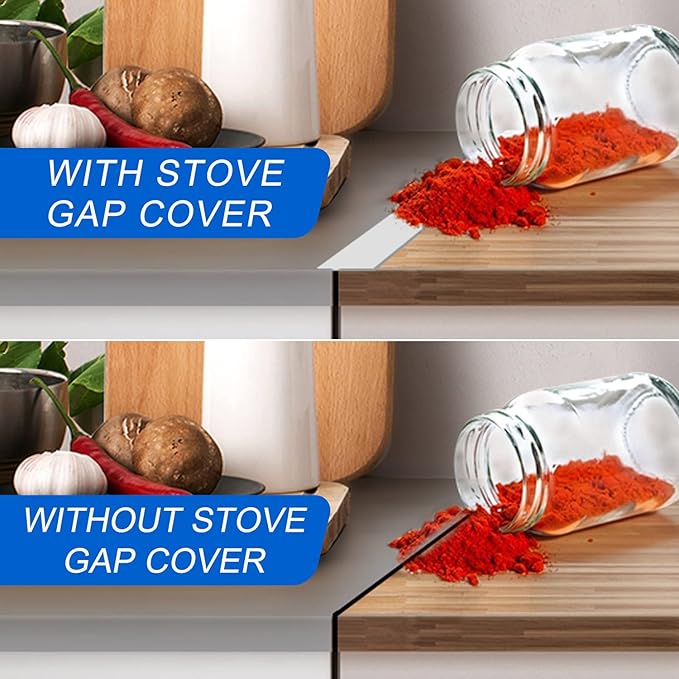 Silicone Stove Counter Gap Cover (2 Pack),Easy Clean Heat Resistant Wide & Long Kitchen Stove Gap Filler,Seals Spills Between Counters, Oven, Stovetops, Washing Machines, Washer, Dryer(25in, White)