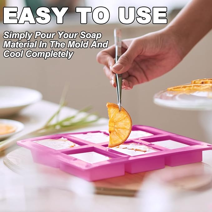 2 Pack Silicone Soap Molds, 6 Cavities Rectangle Silicone Soap Molds, Great for Homemade Craft Soap Mold, Chocolate Mold, Cake Mold ＆ Ice Cube Tray - Just Pop Out（Purple