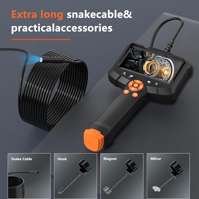 Daxiongmao Endoscope Camera with Light, 1080P HD Borescope with 8 Adjustable Lights, IP67 Waterproof Snake Camera, Ideal for Inspecting Walls, Vents, Automotive Engines, Pipes - Tool for Men (16.4 ft)
