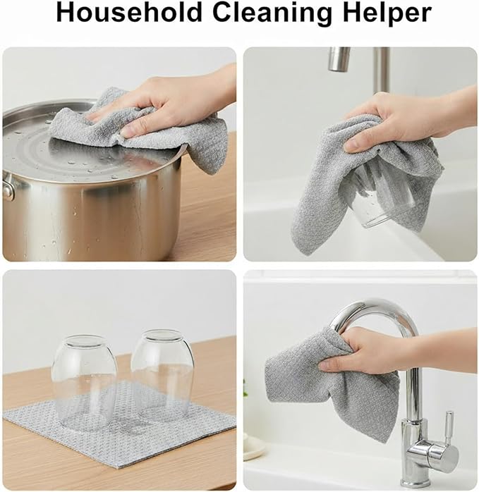 6 Pack Grey Swedish Dishcloths, Reusable & Absorbent Cellulose Sponge Cloths, Washable Quick Drying for Dish Washing Kitchen Bathroom Cleaning