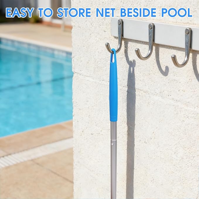 TidyMister 35'' Long Hot Tub Skimmer for Spa, Handy Pool Skimmer Net with Ultra Fine Diamond Netting Mesh for Small Pools, Hanging Hole Easy to Store