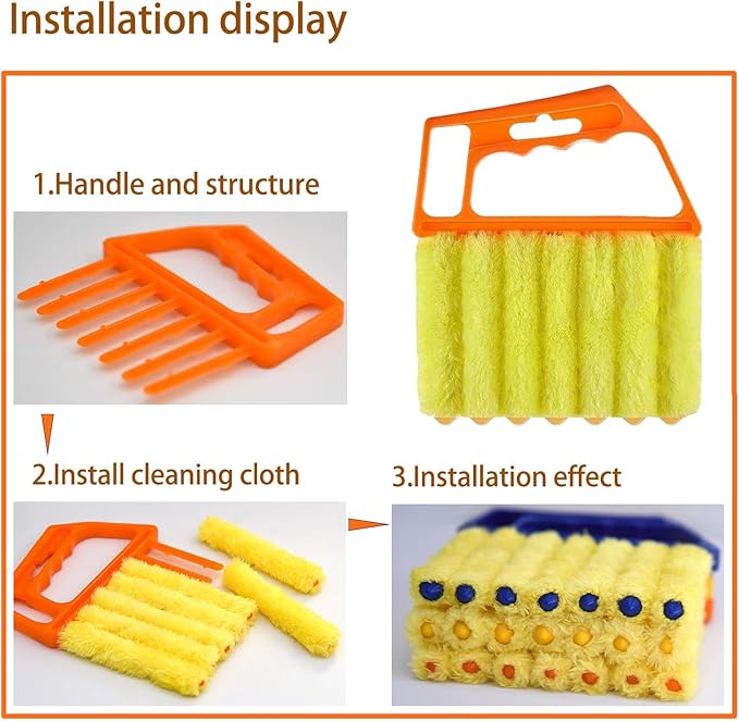 Window Blinds Cleaner, Blinds Cleaner Tool Blind Cleaner Duster Tool Set with Microfiber Rollers and Groove Brushes, Compact Cleaning Tools for Vents, Shutters and Household Dusting (4-Pack)