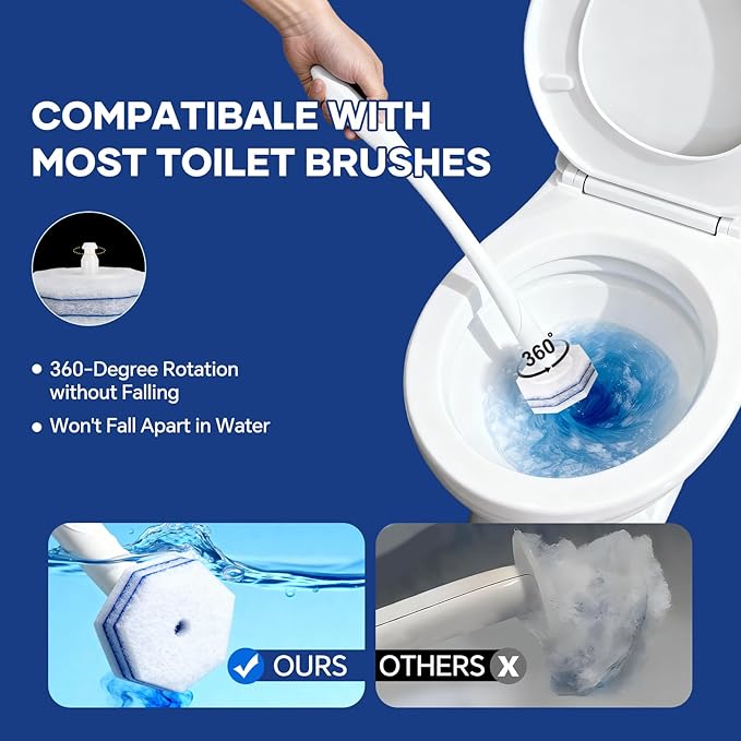 80 Toilet Bowl Wand Refills Fits for Clorox Toilet Brush Wand,Upgrade 3-Layer Disposable Bowl Cleaner Refills for Bathroom Cleaning,3X Cleaning Power,No Falling Apart