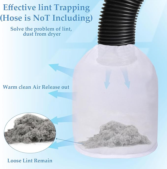 4 Pack Dryer Vent Lint Catcher Bags, Lint Trap Catcher for Dryer Vent, Indoor Outdoor Dryer Lint Catcher Trap and Filter, Dust Catching for Ventless Dryer Vent to Capturing Lint and Dust