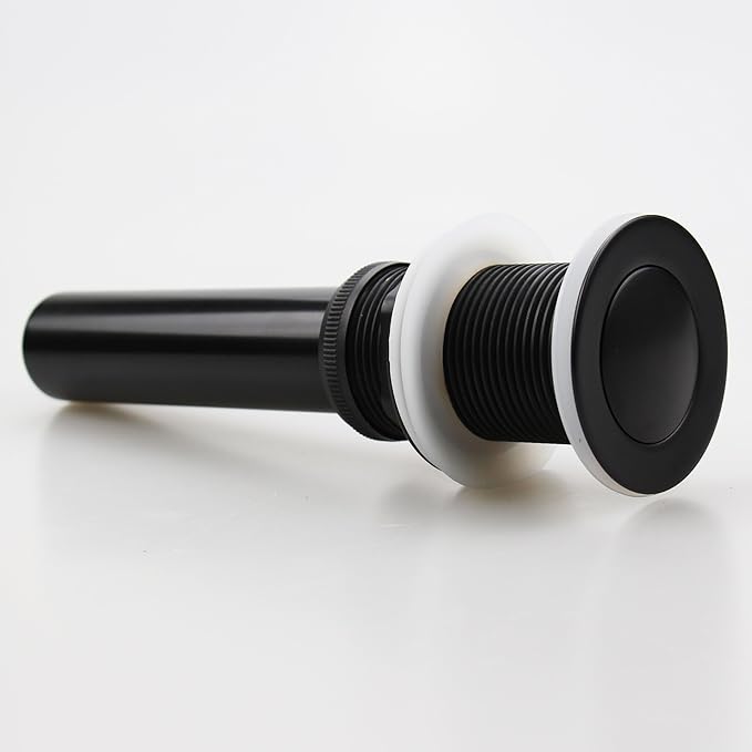 Pop Up Drain Stopper Without Overflow, Bathroom Lavatory Vanity Vessel Sink Drain, Black