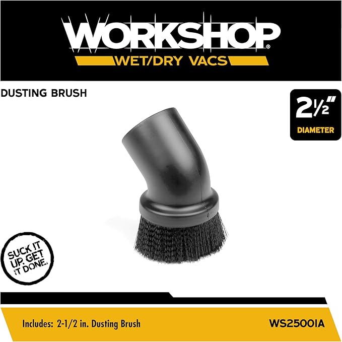 WORKSHOP Wet/Dry Vacs Shop Vacuum Accessories WS25001A Dusting Brush Attachment for Wet Dry Vacuum Cleaners, Fits 2-1/2-inch Extension Wands and Hoses