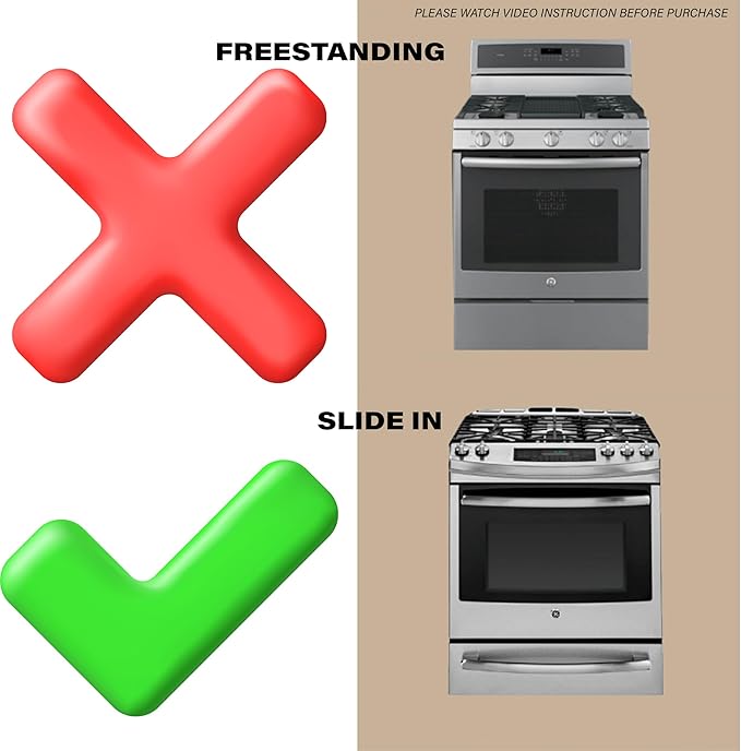 Expandable Rear Stove Gap Cover for Slide-In Ranges – Stainless Steel, Black Powder Coated – Adjustable Up to 32″ – Dual Install Options (1.5 inch WIDE)
