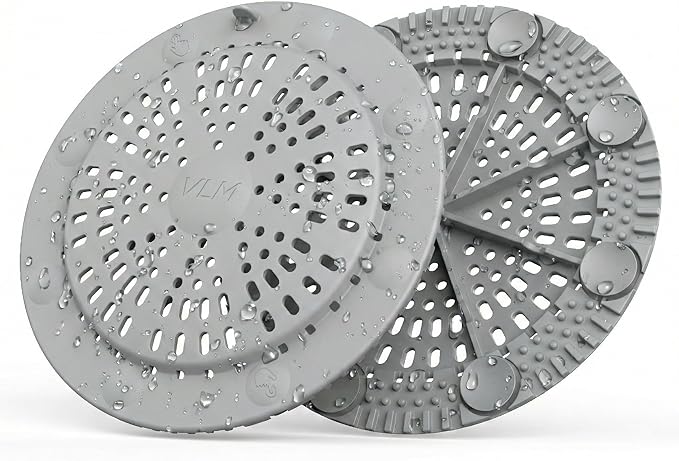 VLM 2 Pack Tub Stopper Bathtub Drain - Shower Drain Cover with 8 Strong Suction Cups, Upgraded Large Size Drain Cover for Bathtub, Shower, Laundry, Sink